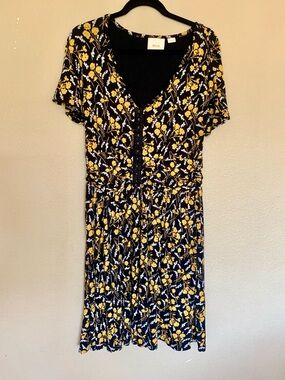 Anthropologie Maeve Floral Summer Breeze MIDI & Flare Dress Size XL Ruched